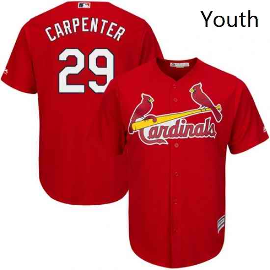 Youth Majestic St Louis Cardinals 29 Chris Carpenter Replica Red Alternate Cool Base MLB Jersey